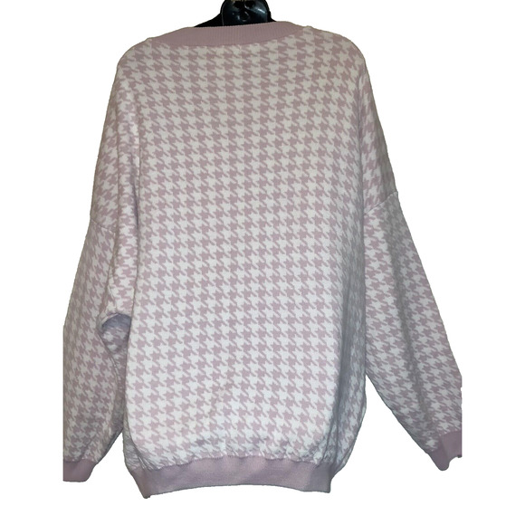 Pink & White Houndstooth Cardigan Sweater BOOHOO Geometric Plus Size 20 NWT - Picture 8 of 13